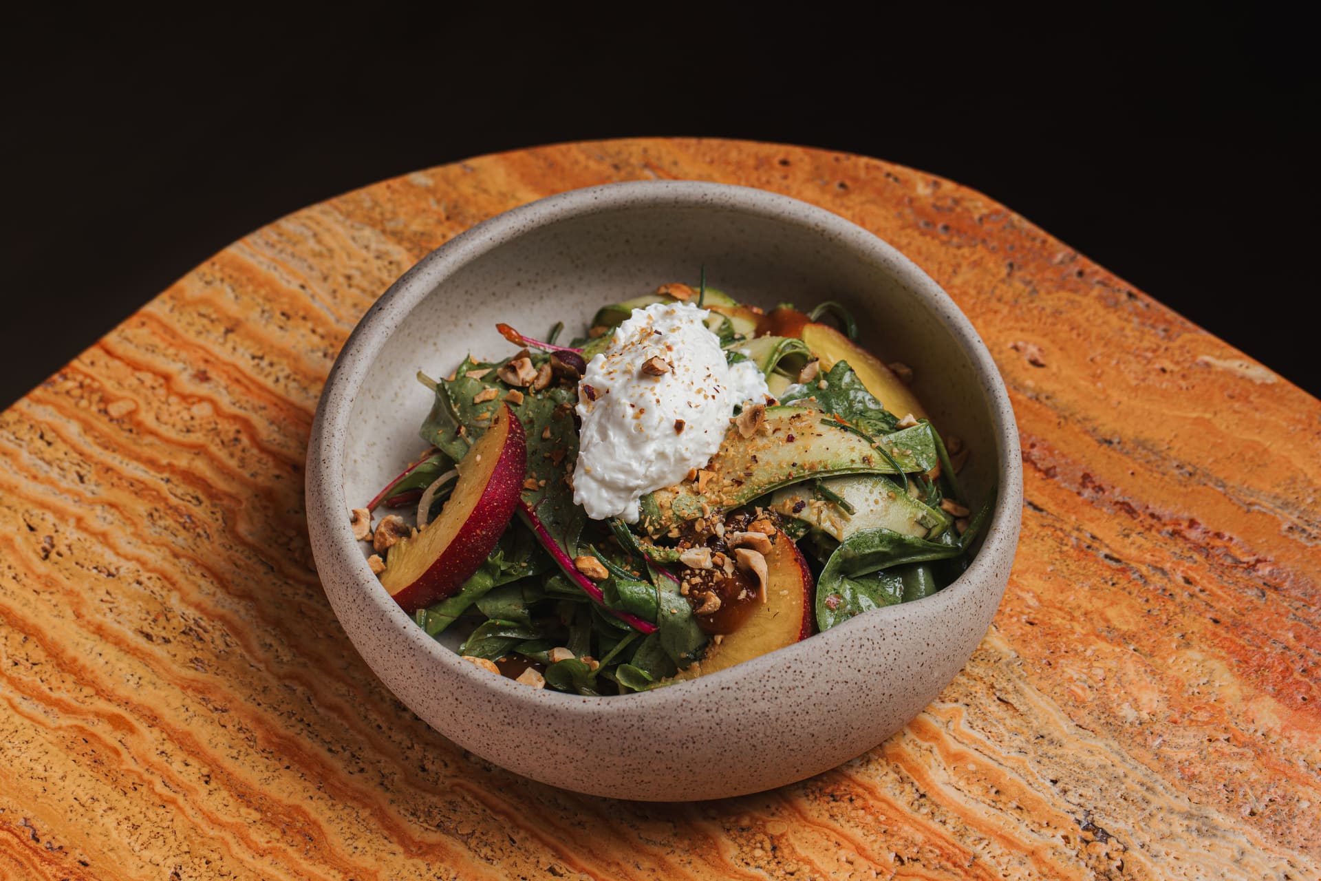 A burrata and summer vegetable plate